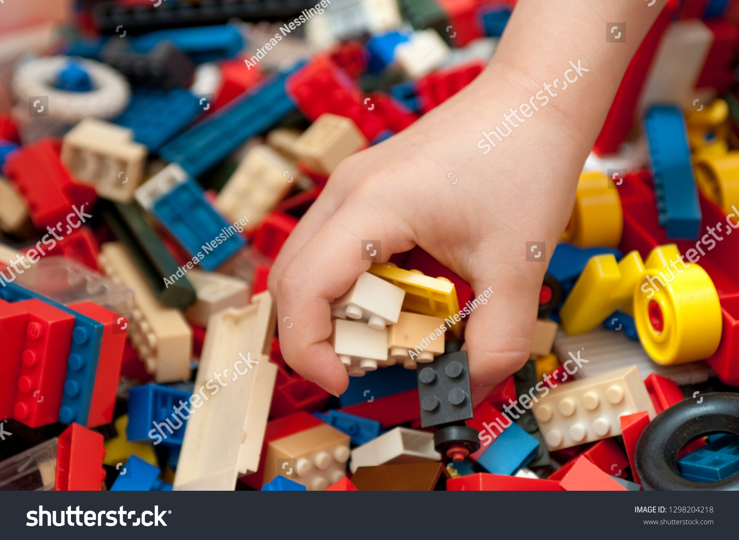 Child Playing Building Blocks Stock Photo 1298204218 Shutterstock