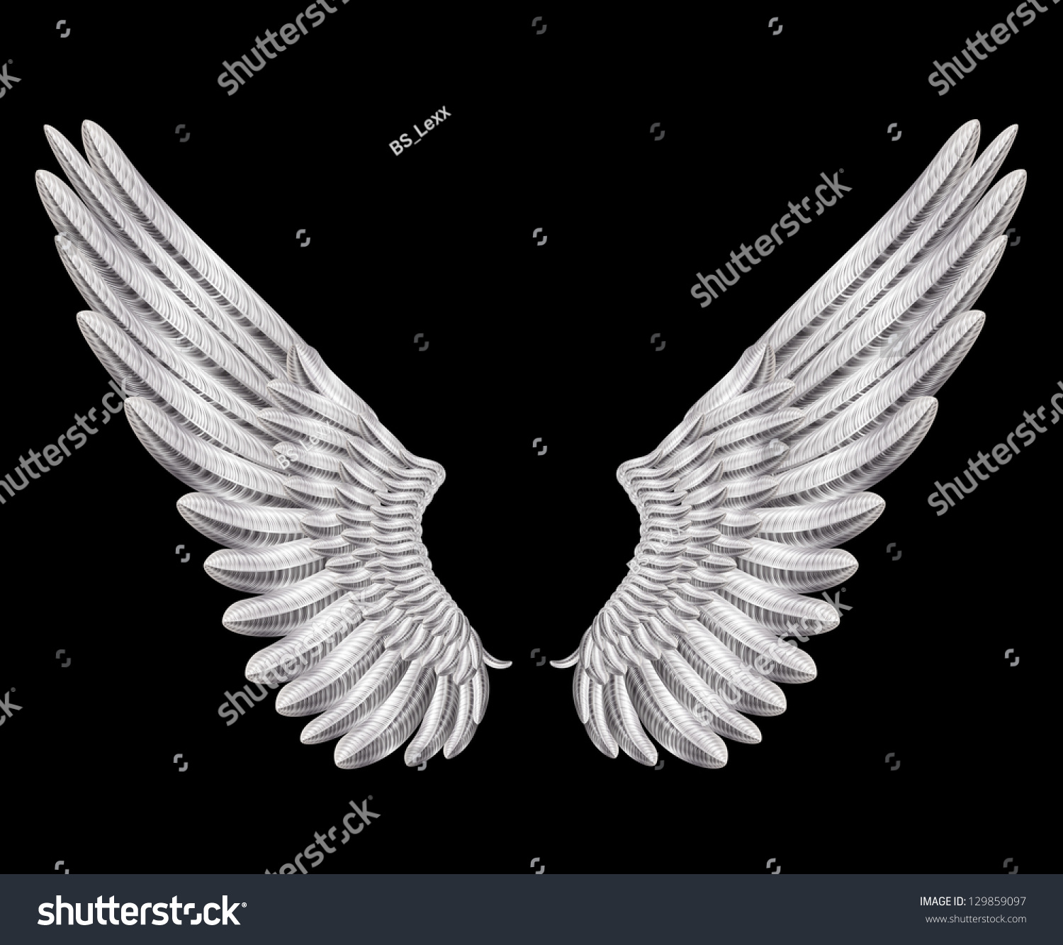 Raster Version Silver Wings Stock Illustration 129859097 | Shutterstock