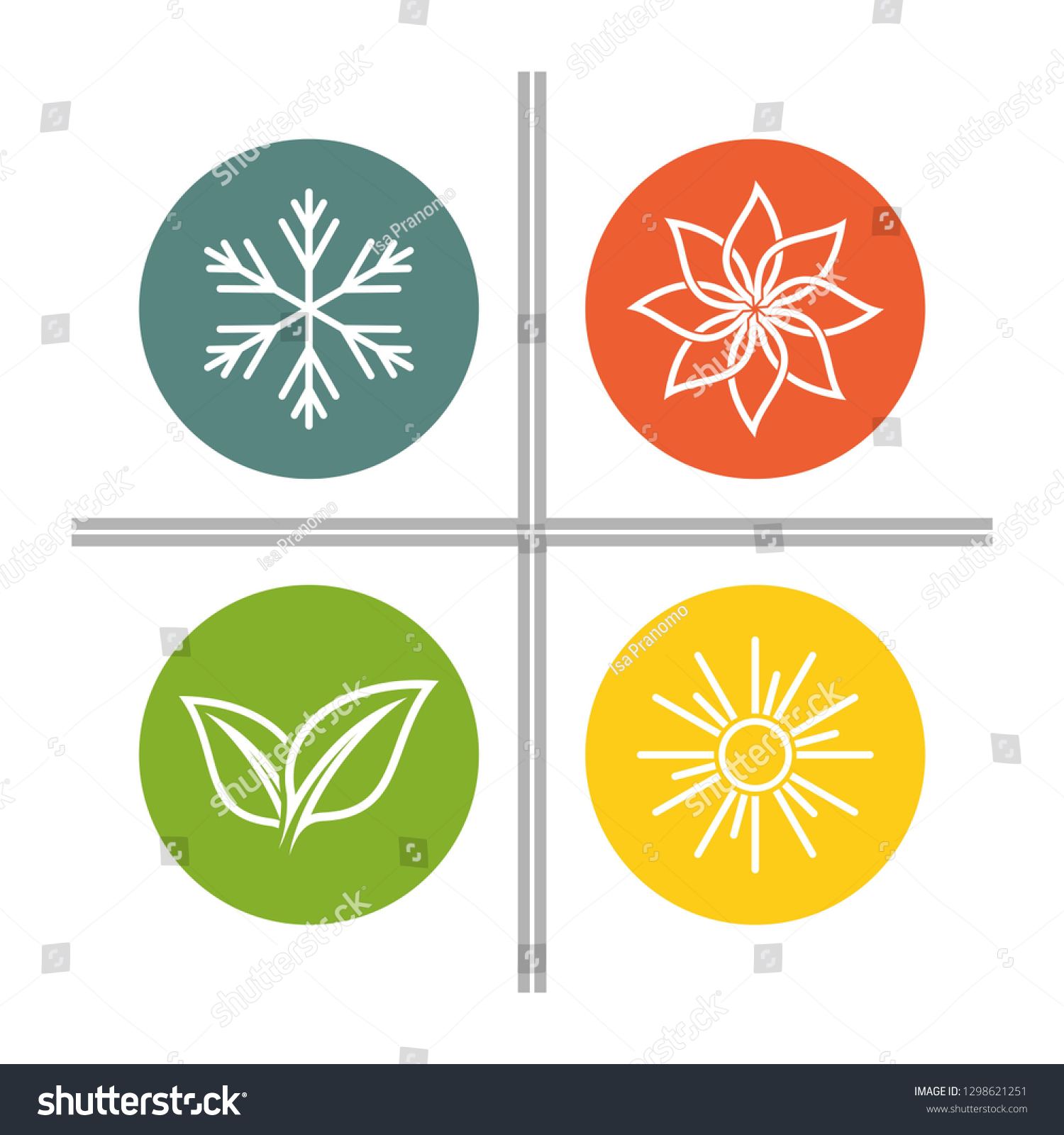 Set Four Seasons Icons Winter Spring Stock Vector (Royalty Free ...