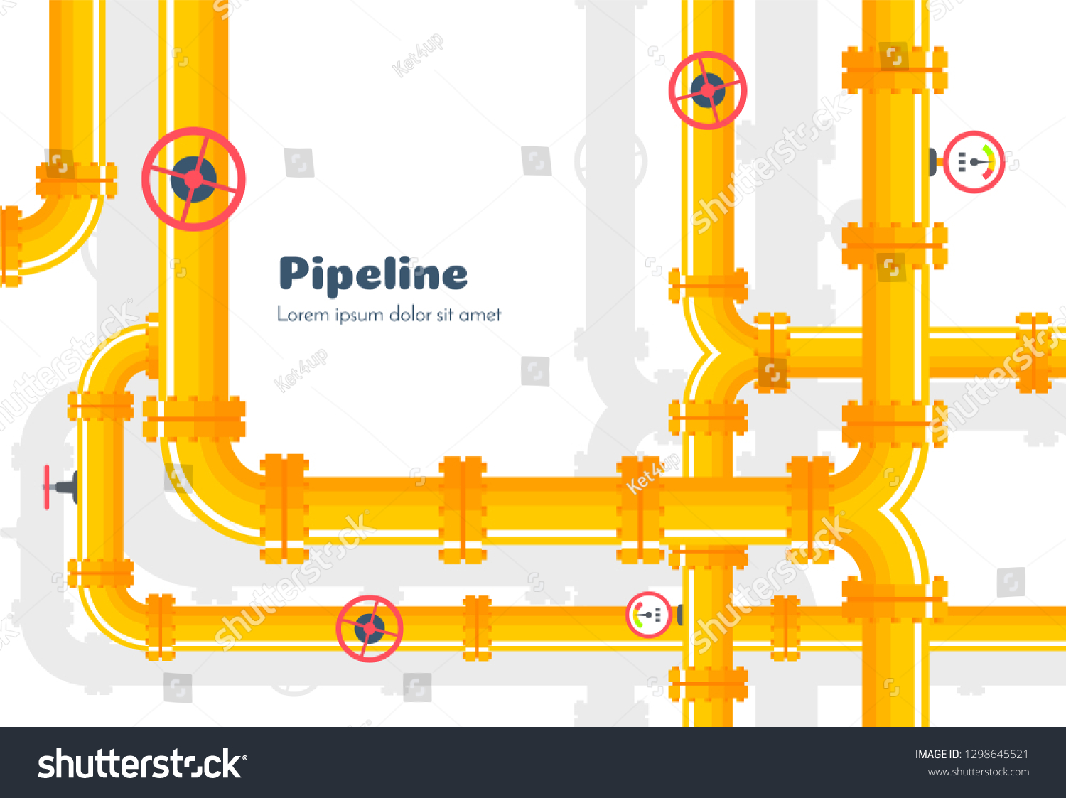 Pipeline Industrial Background Yellow Gas Pipes Stock Vector (Royalty ...