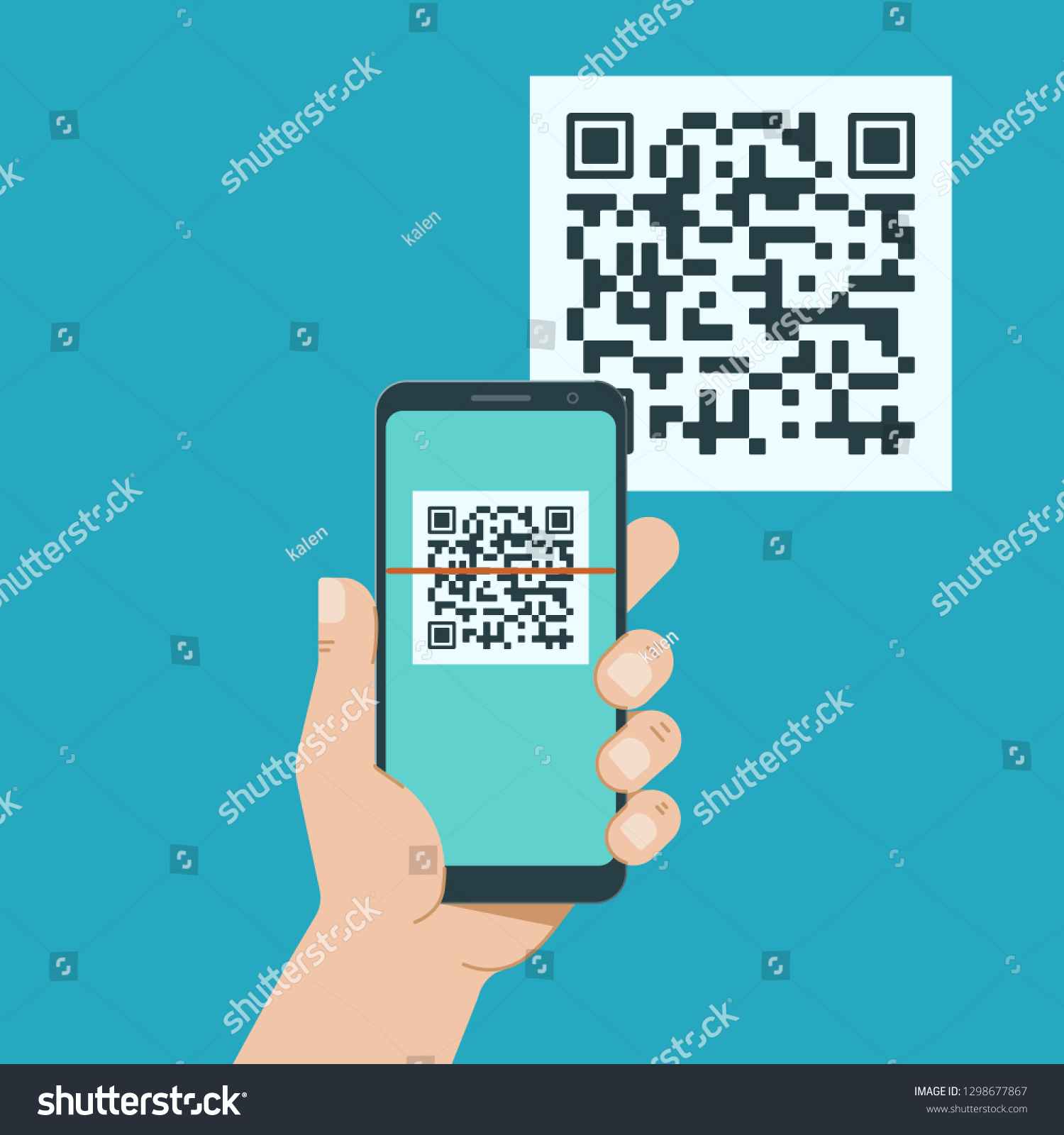 Hand Phone Scanning Qr Code Flat Stock Vector (Royalty Free) 1298677867 ...