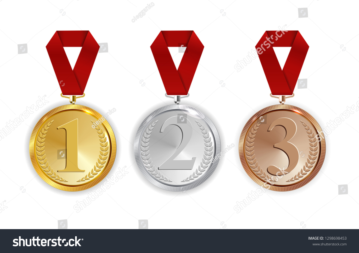 Champion Gold Silver Bronze Medal Red Stock Illustration 1298698453 ...