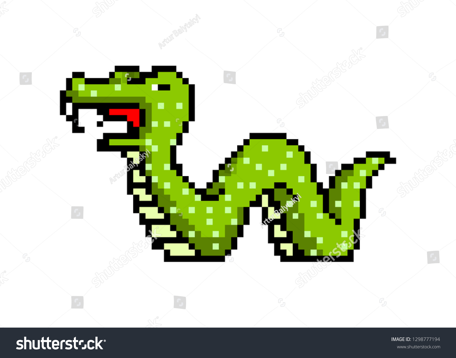 Pixel Snake Art 8 Bit Objects Stock Vector (Royalty Free) 1298777194 ...