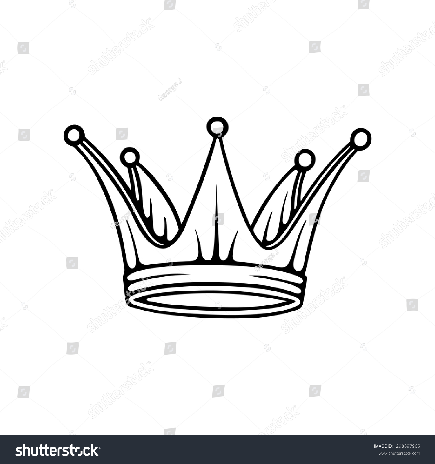 Golden Crown King Crown Hand Drawn Stock Vector (Royalty Free ...