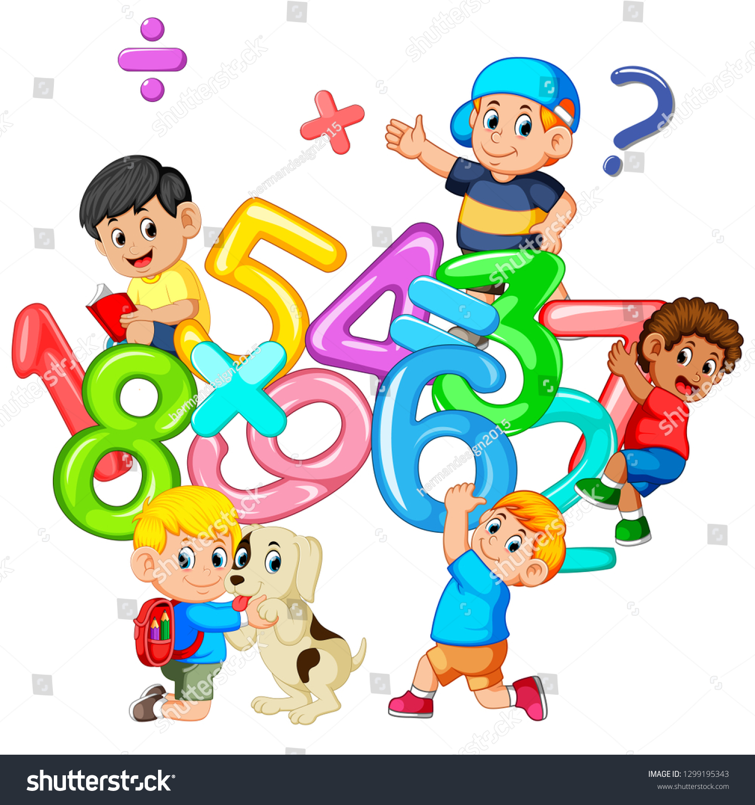 kids-playing-big-number-stock-vector-royalty-free-1299195343-shutterstock