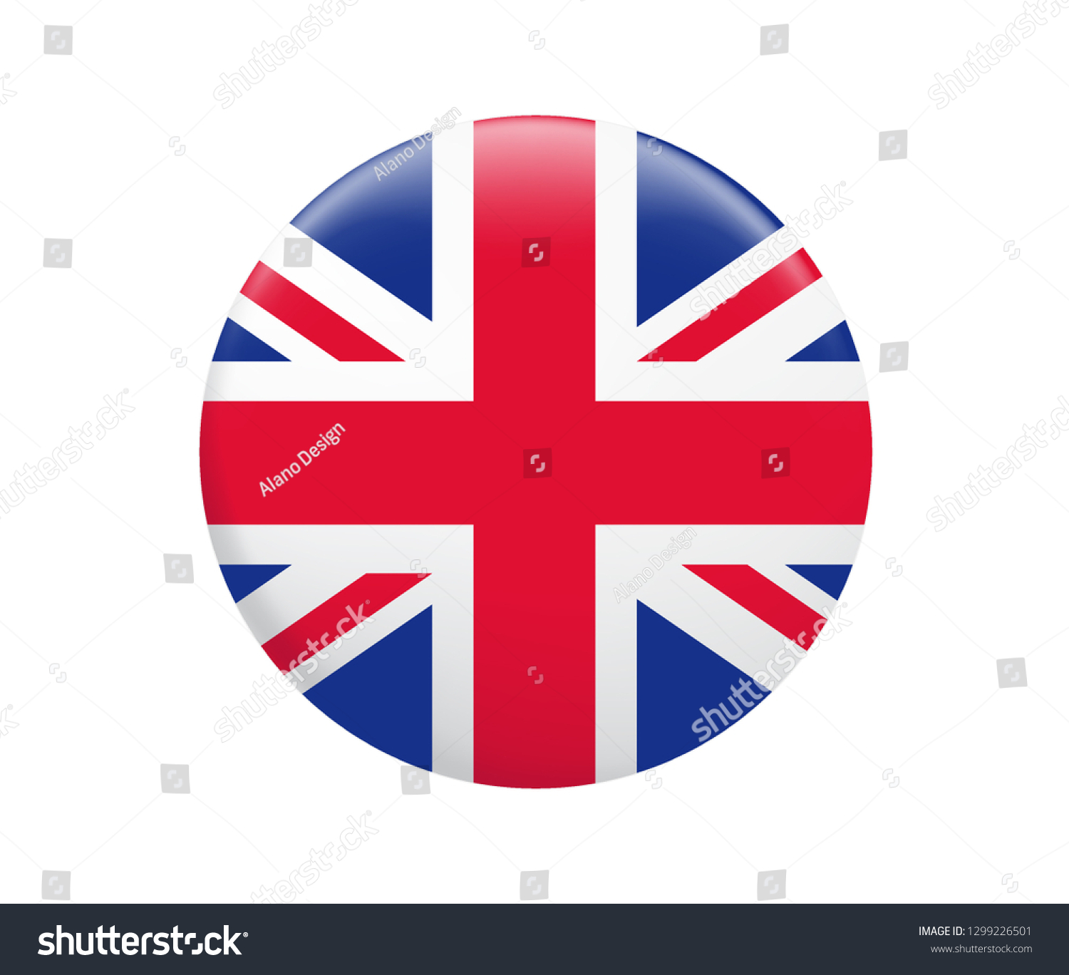 United Kingdom Flag Button On White Stock Vector (Royalty Free ...