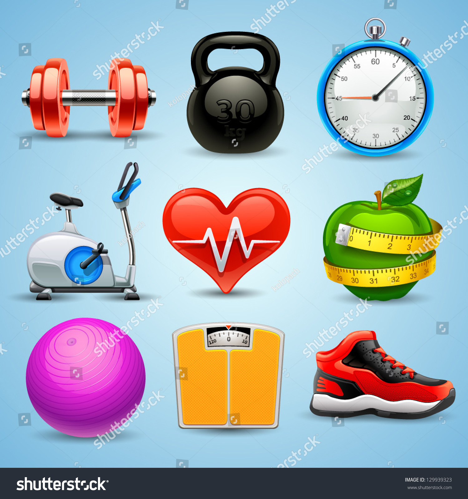 Fitness Icon Set Stock Vector (Royalty Free) 129939323 | Shutterstock