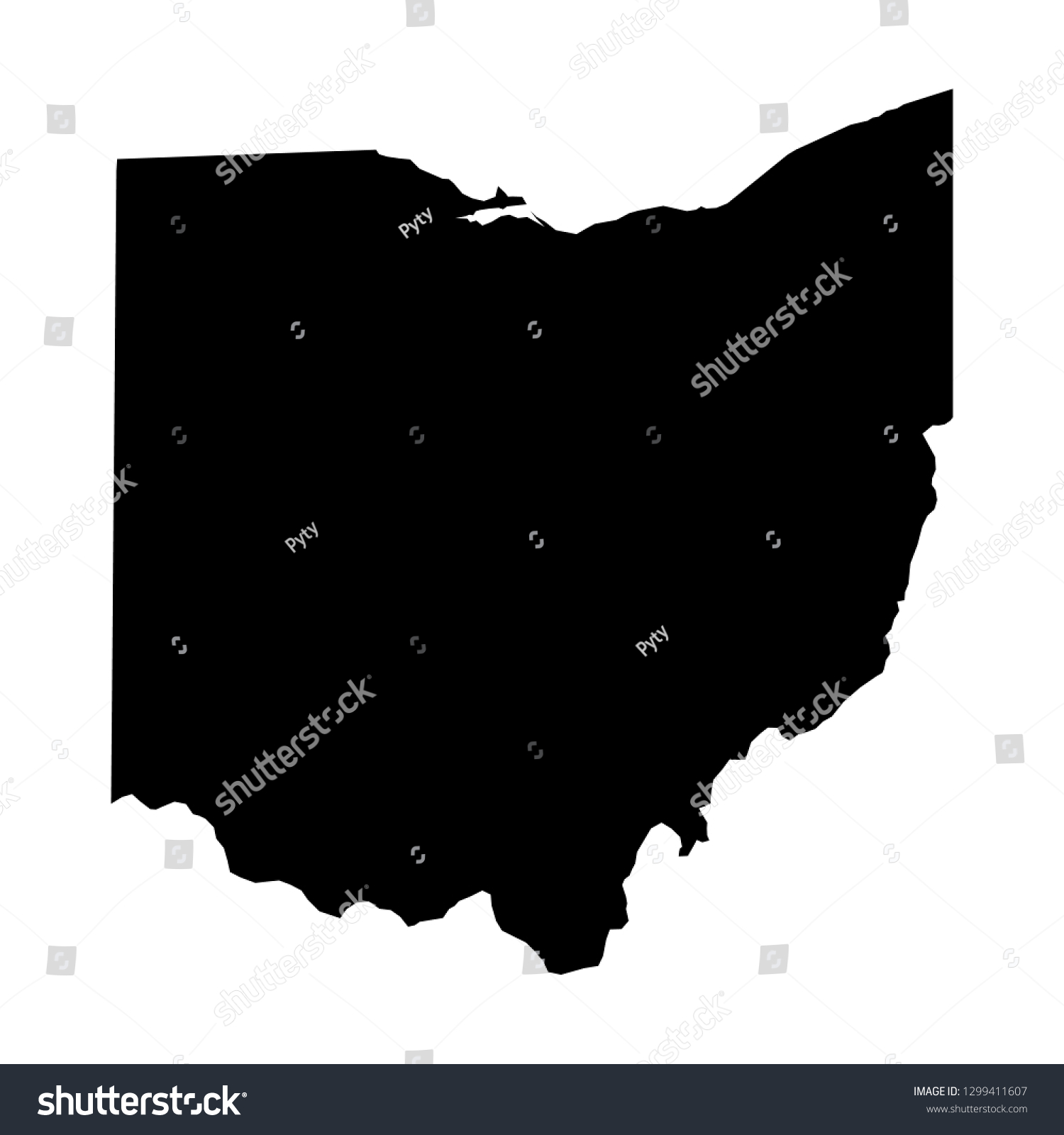 Ohio State Usa Solid Black Silhouette Stock Vector (Royalty Free ...