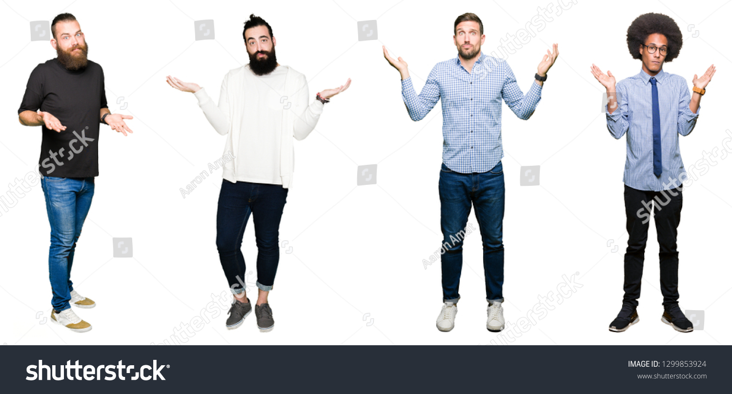 Collage Group Young Men Over White Stock Photo 1299853924 | Shutterstock