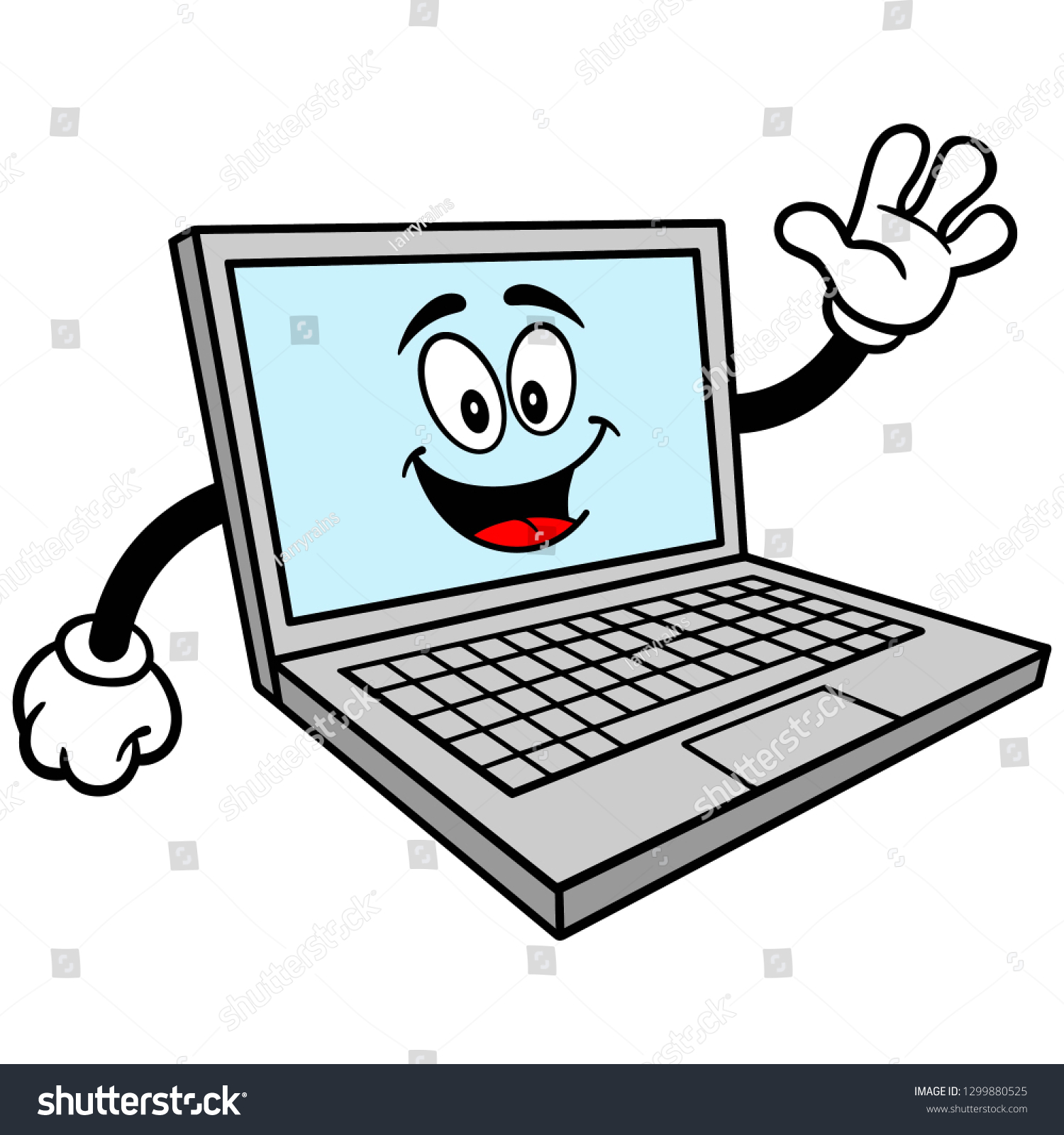 Computer Mascot Waving Vector Cartoon Illustration Stock Vector ...