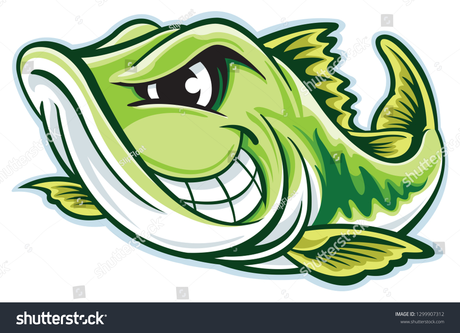 Vektor Stok Largemouth Bass Cartoon (Tanpa Royalti) 1299907312 Shutterstock...