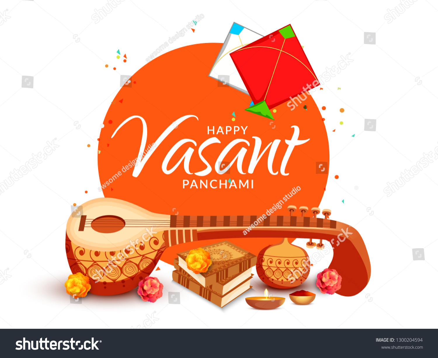 Illustration Happy Vasant Panchami Background Stock Vector (Royalty ...