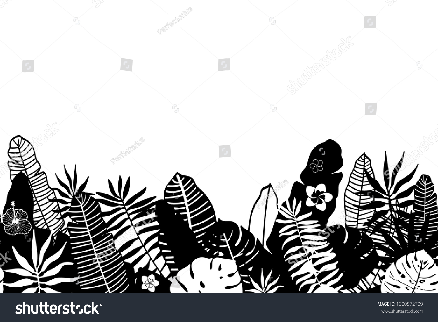 Seamless Horizontal Border Pattern Vector Silhouette Stock Vector ...