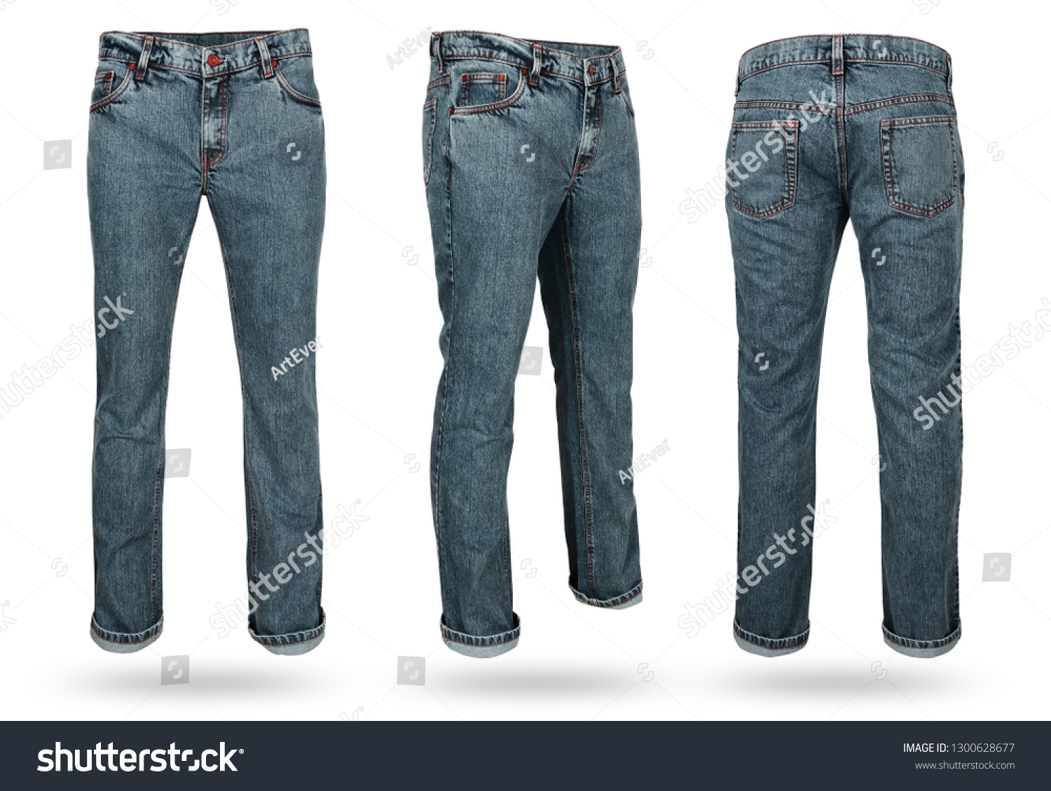 Blue Denim Jeans Isolated On White Stock Photo 1300628677 | Shutterstock