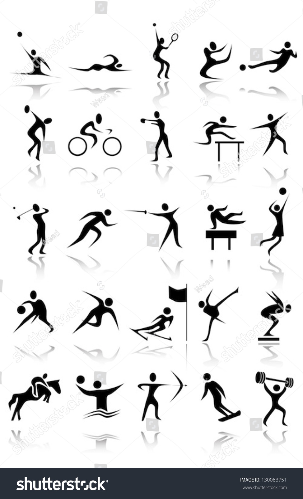 Sporting Vector Black Silhouettes Stock Vector (Royalty Free) 130063751 ...