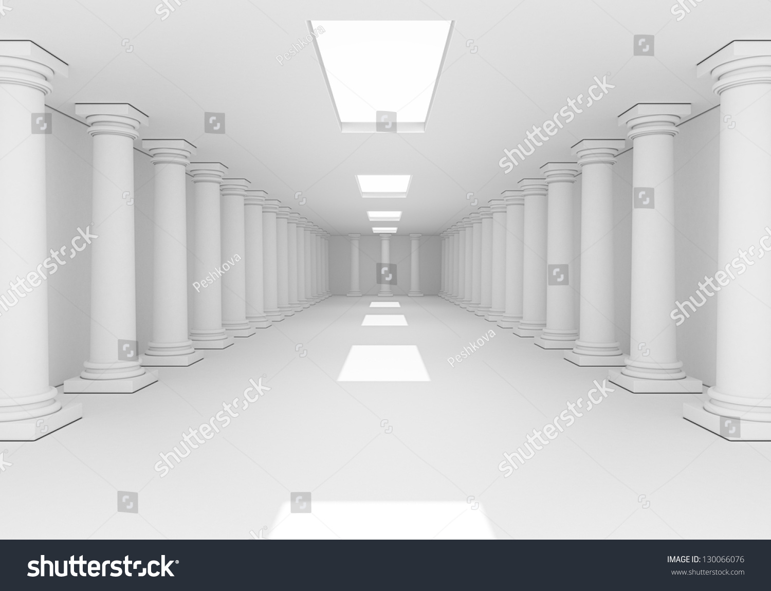 Вид помещения с колоннами 2 д
