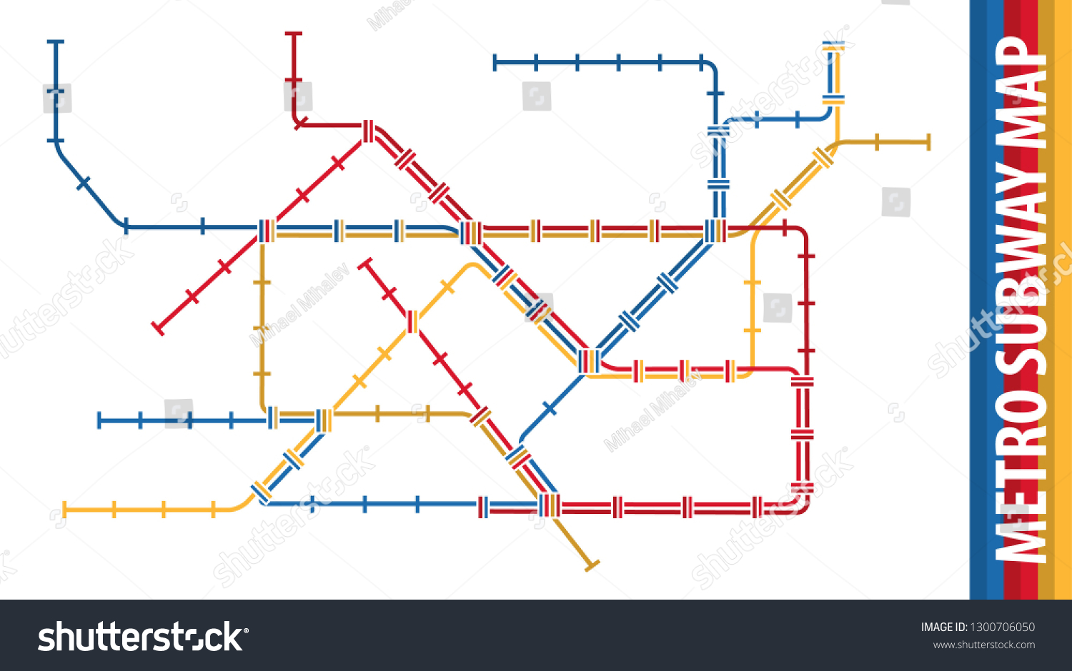 Metro Subway Map Six Lines Stock Vector (Royalty Free) 1300706050 ...