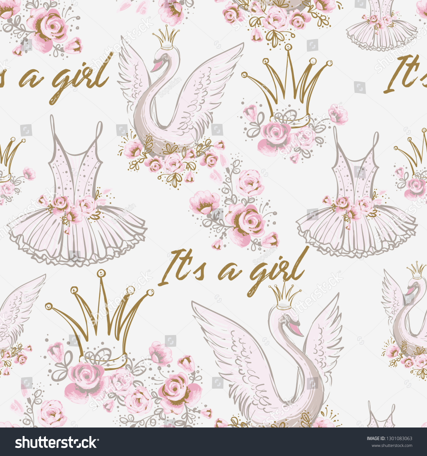 Cute Ballet Seamless Pattern Girl Tutu Stock Vector (Royalty Free ...