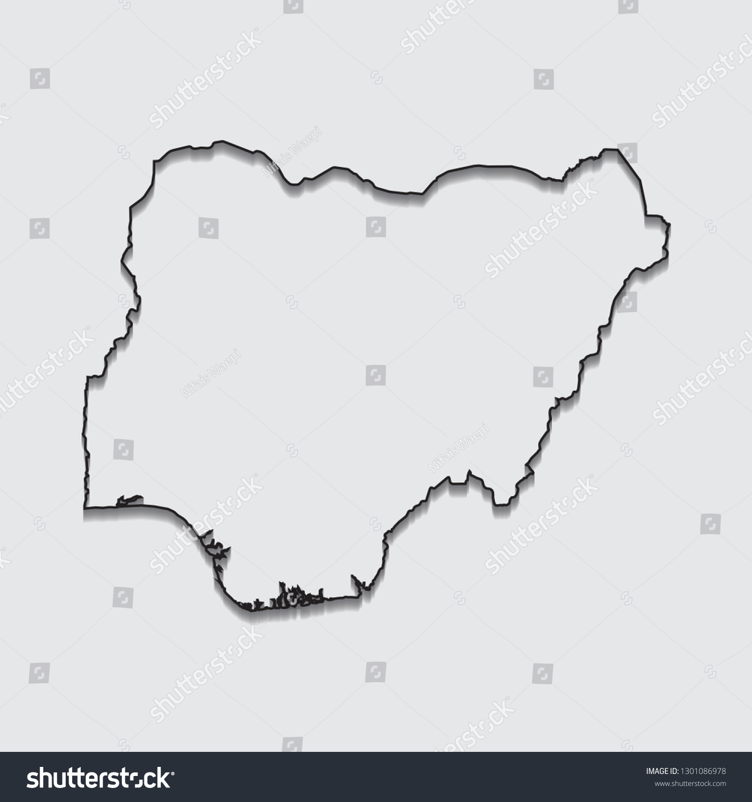 Map Nigeria Shadow On Gray Backgroundeps10 Stock Vector (Royalty Free ...