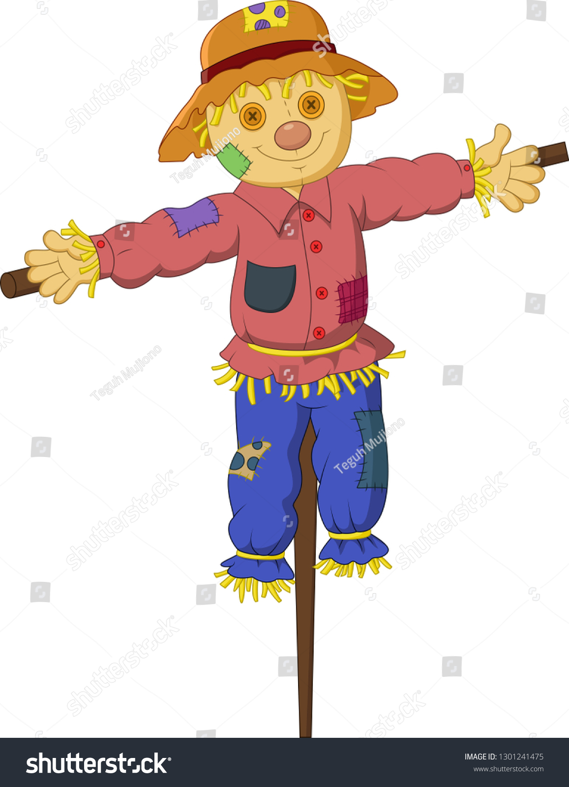 Cartoon Scarecrow Isolated On White Background Stock Vector (Royalty ...