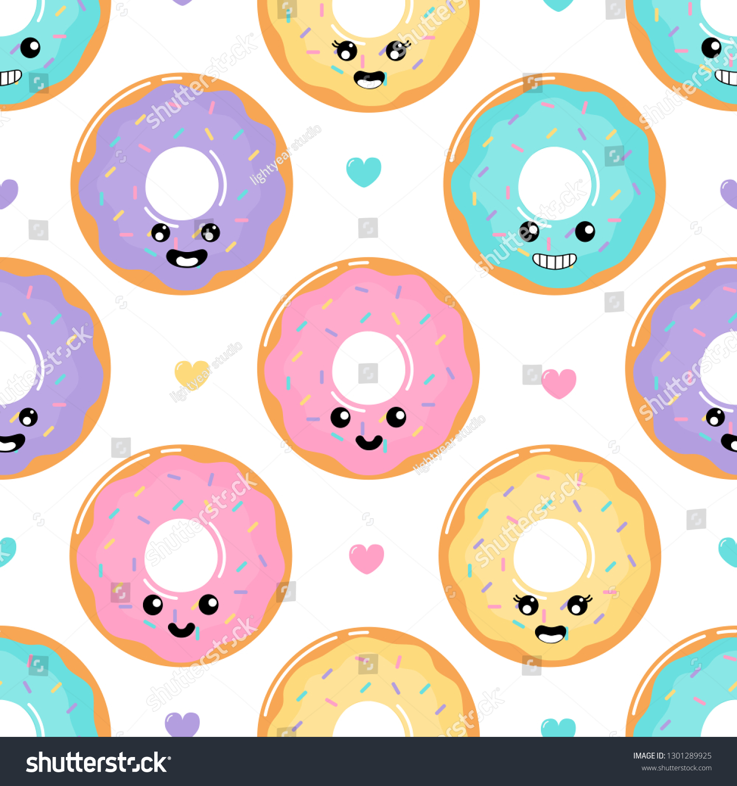 Kawaii Cute Pastel Donuts Sweet Summer Stock Vector (Royalty Free ...