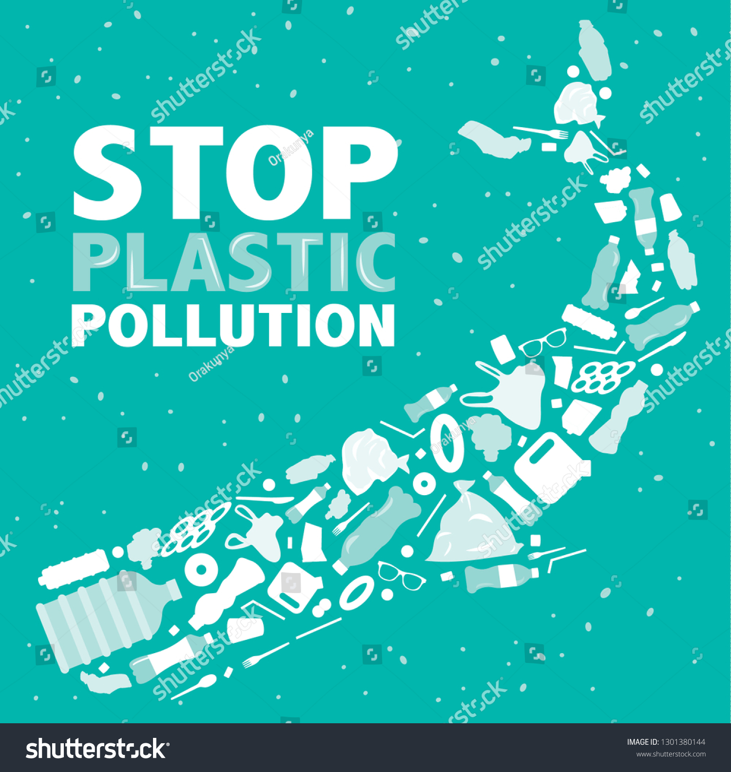 Stop Plastic Pollution Environmental Banner Plastic Stock Vector ...