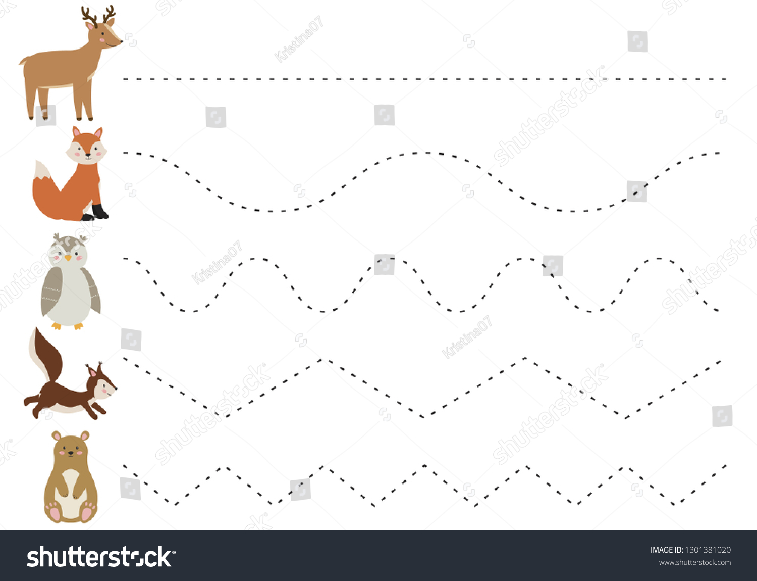 Trace Line Worksheet Kids Practicing Fine Stock Vector (Royalty Free ...