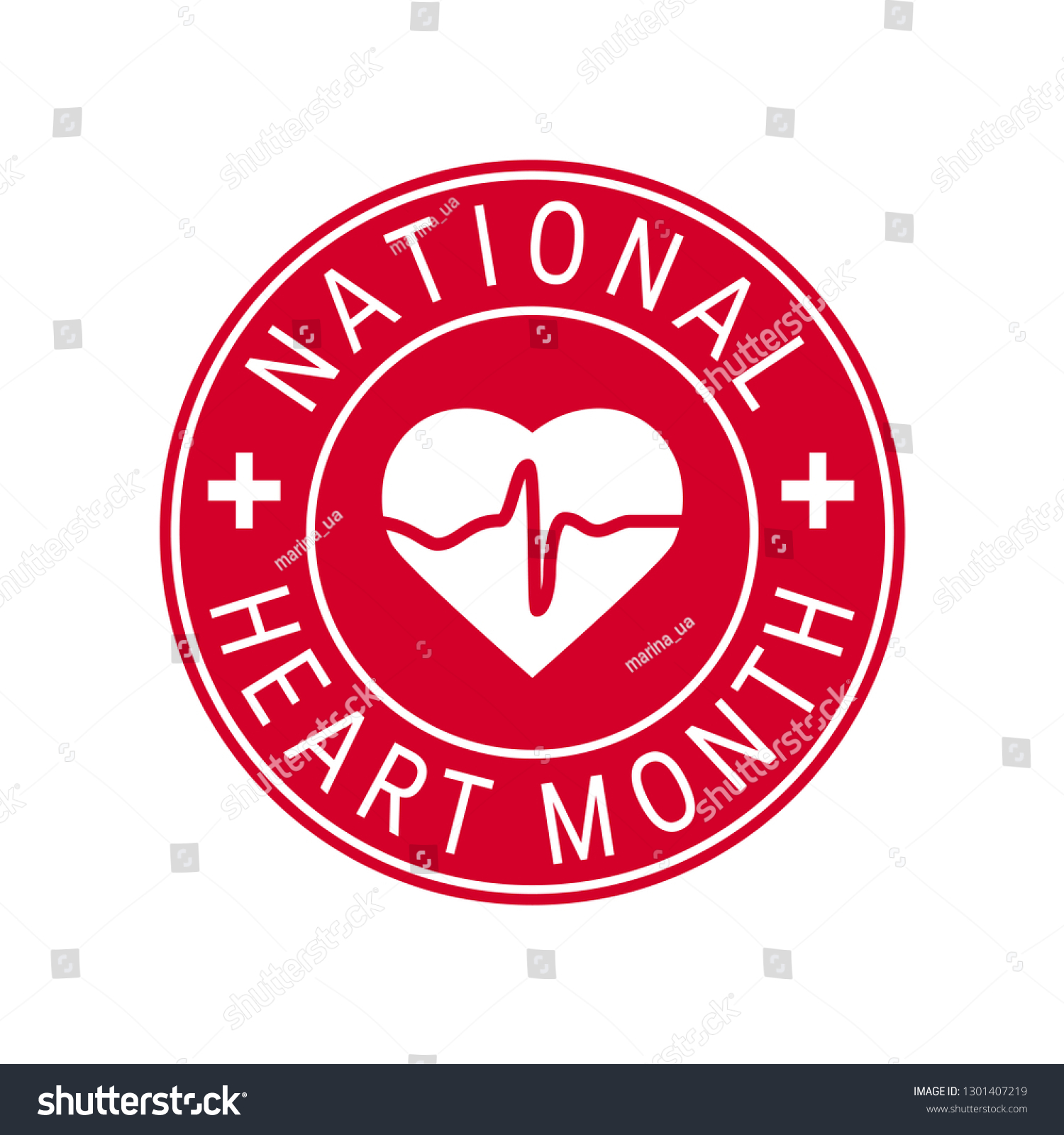 National Heart Month Concept Round Design Stock Vector (Royalty Free ...