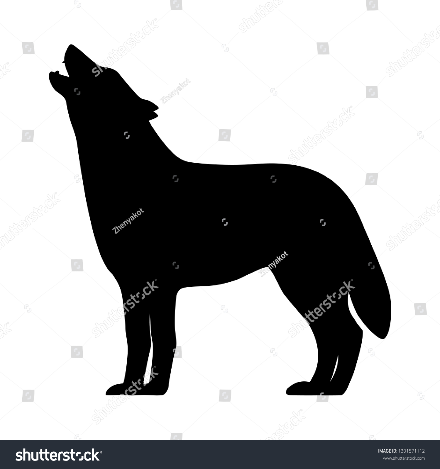 Black Silhouette Howling Wolf Vector Illustration Stock Vector (Royalty ...