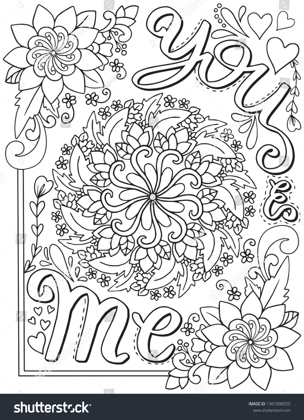 You Me Font Flower Elements Hand Stock Vector (Royalty Free) 1301908555 ...