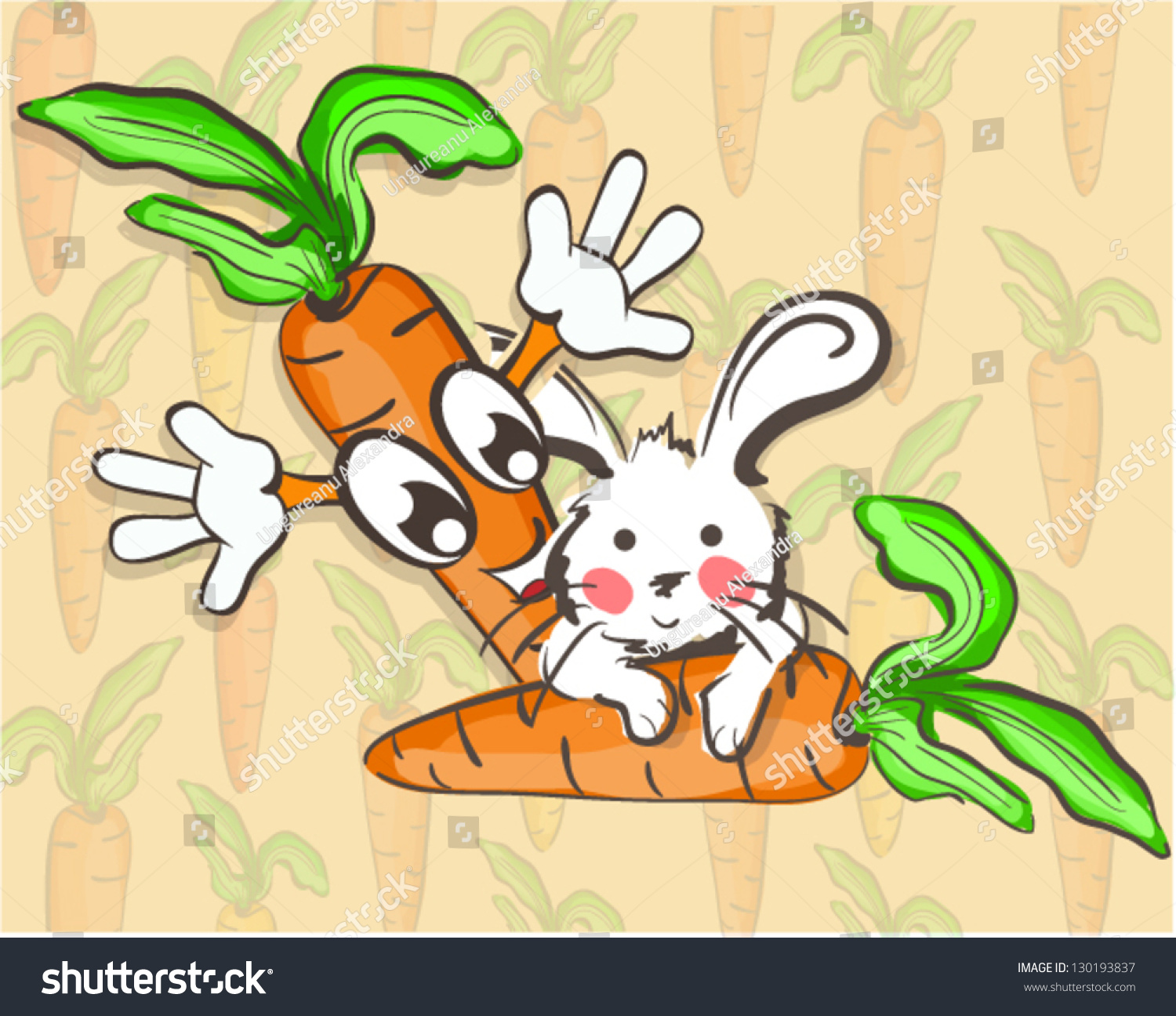 Смешной заяц с морковкой