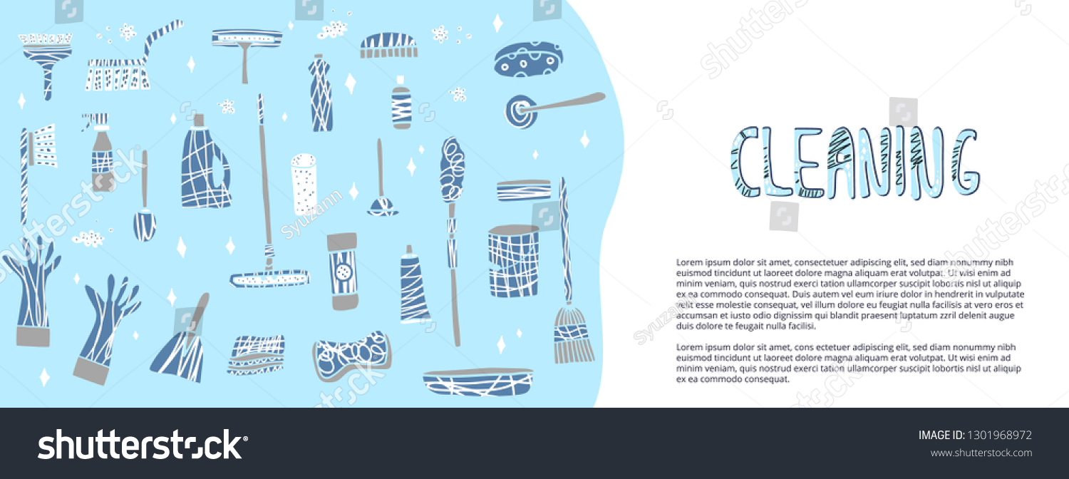 Cleaning Tools Vector Set Cleaning Equipment Stock Vector (Royalty Free ...