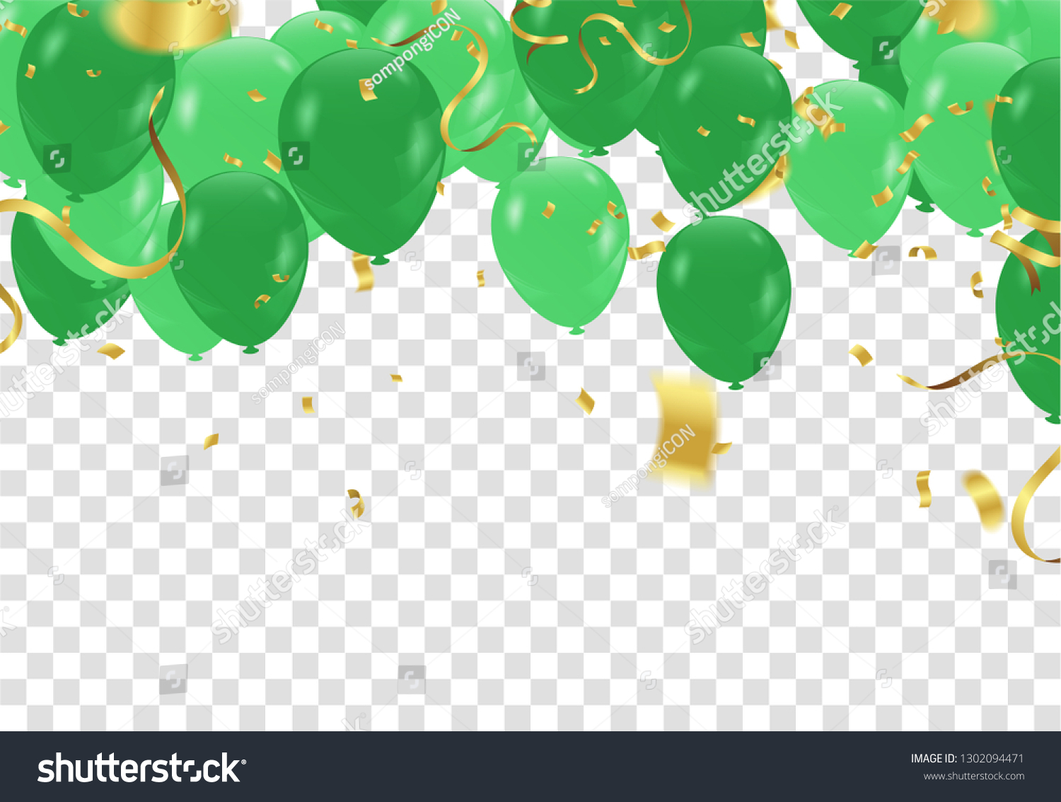 Birthday Card Green Balloons Happy Birthday Stock Vector Royalty Free 1302094471 Shutterstock 4097