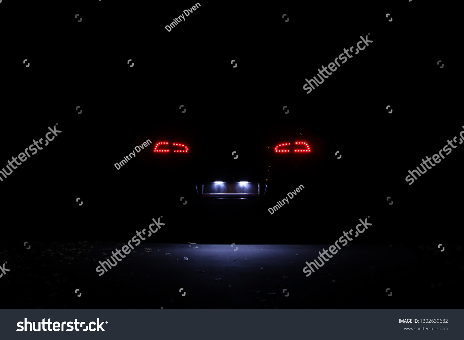 Led Tail Lights Modern Car Night Stock Photo 1302639682 Shutterstock