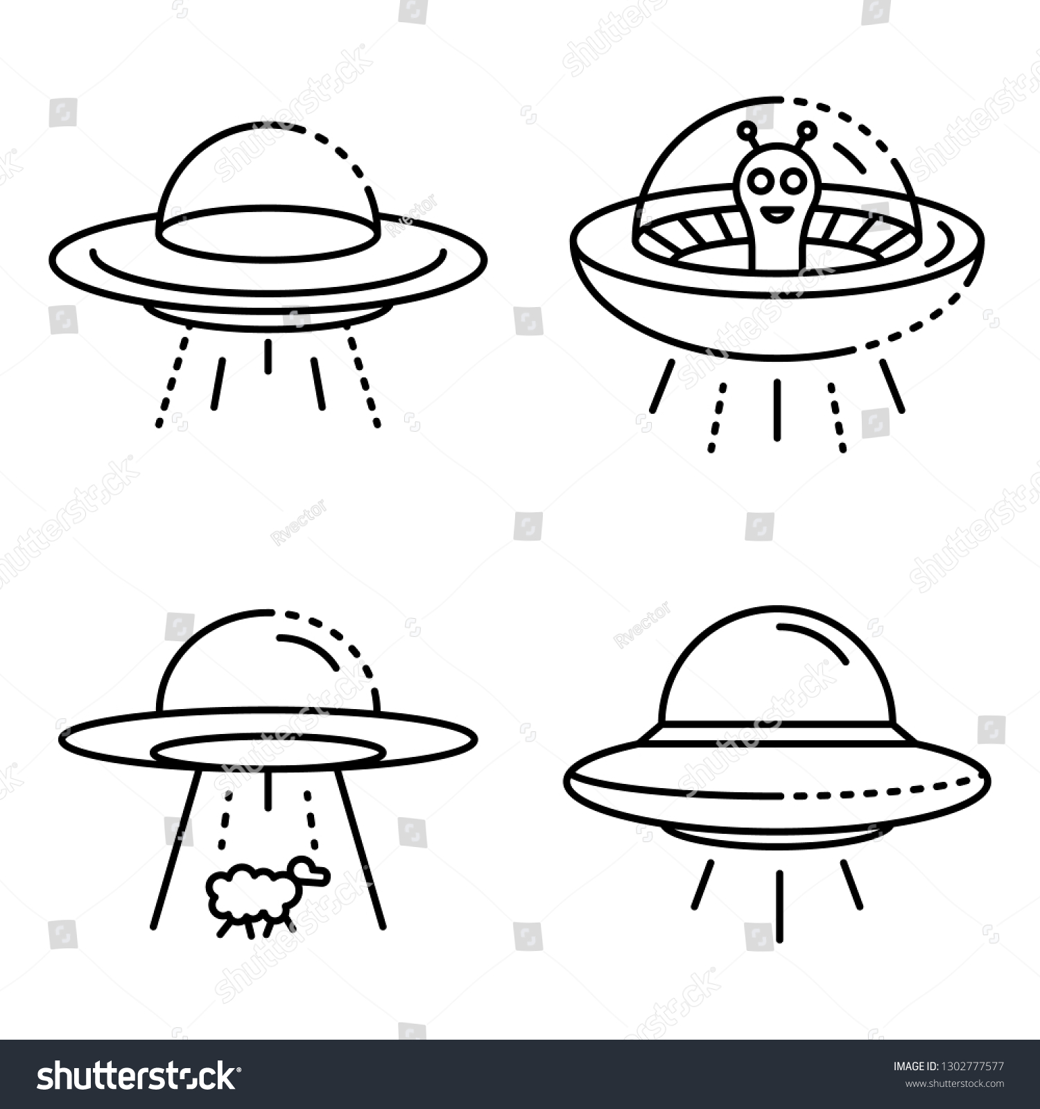 Ufo Icons Set Outline Set Ufo Stock Vector (Royalty Free) 1302777577 ...