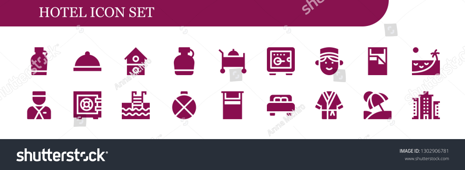 Hotel Icon Set 18 Filled Hotel Stock Vector (Royalty Free) 1302906781 ...