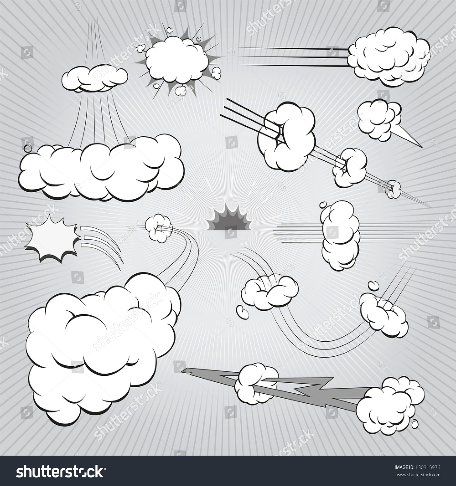 Vector Comic Book Explosion Elements Stock Vector (Royalty Free ...