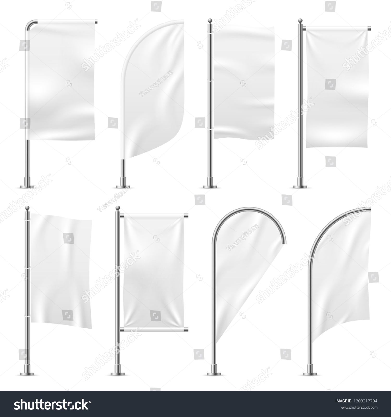 Beach Flag Template Banner Mockup White Stock Vector (Royalty Free ...