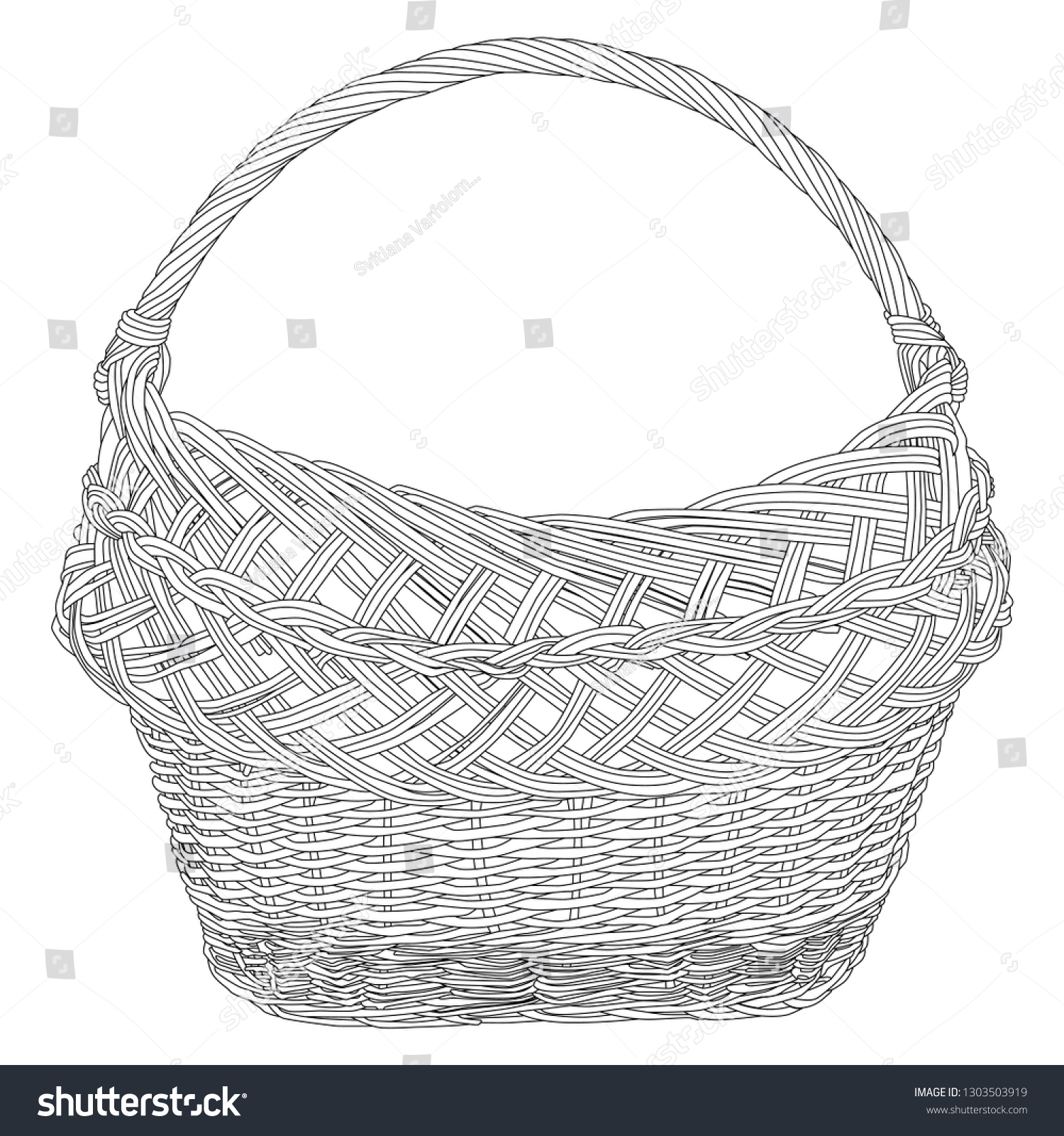 Empty Wicker Basket Black Silhouette On Stock Vector (Royalty Free ...