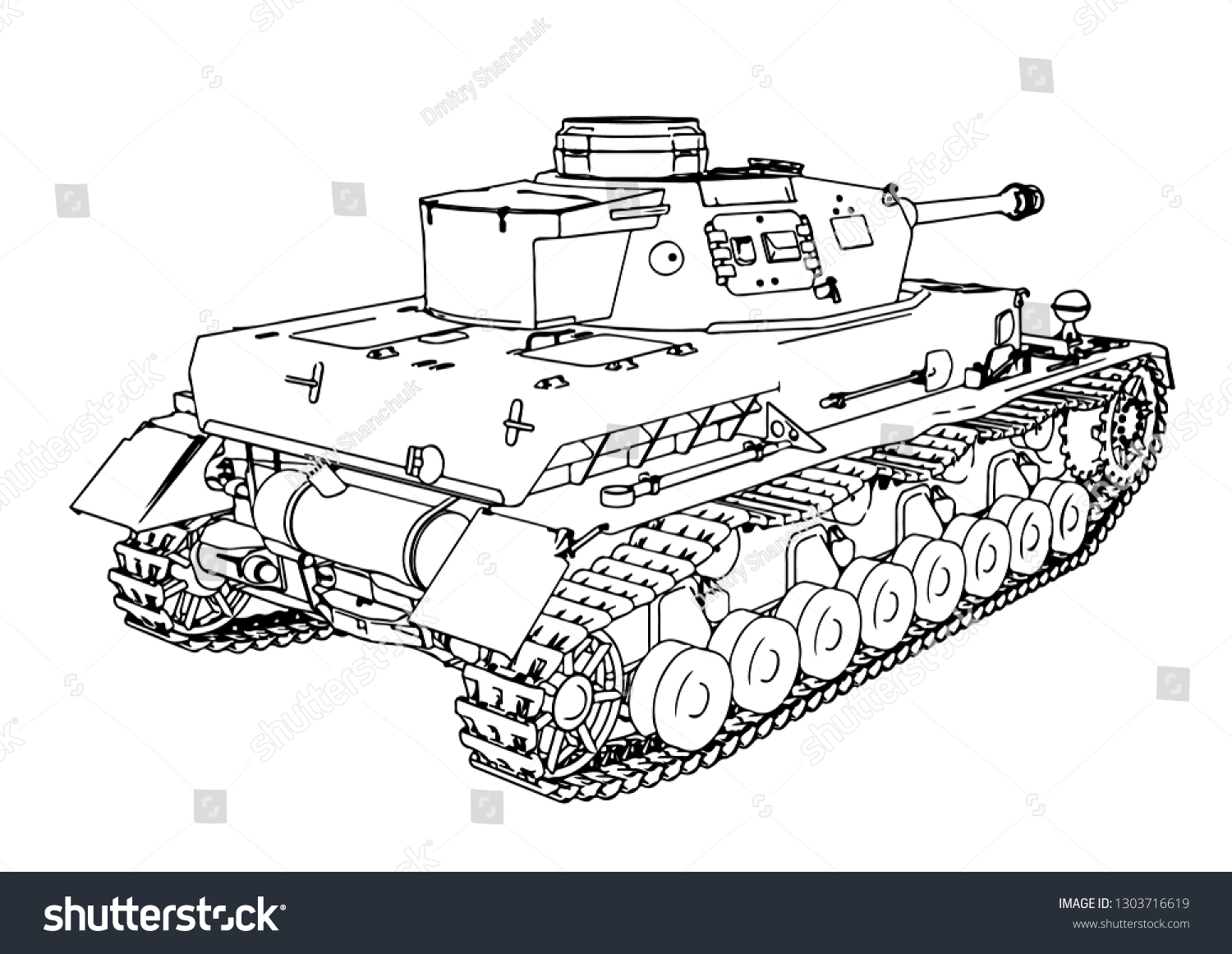 Sketch Old Military Equipment Tank Vector Stock Vector (royalty Free 