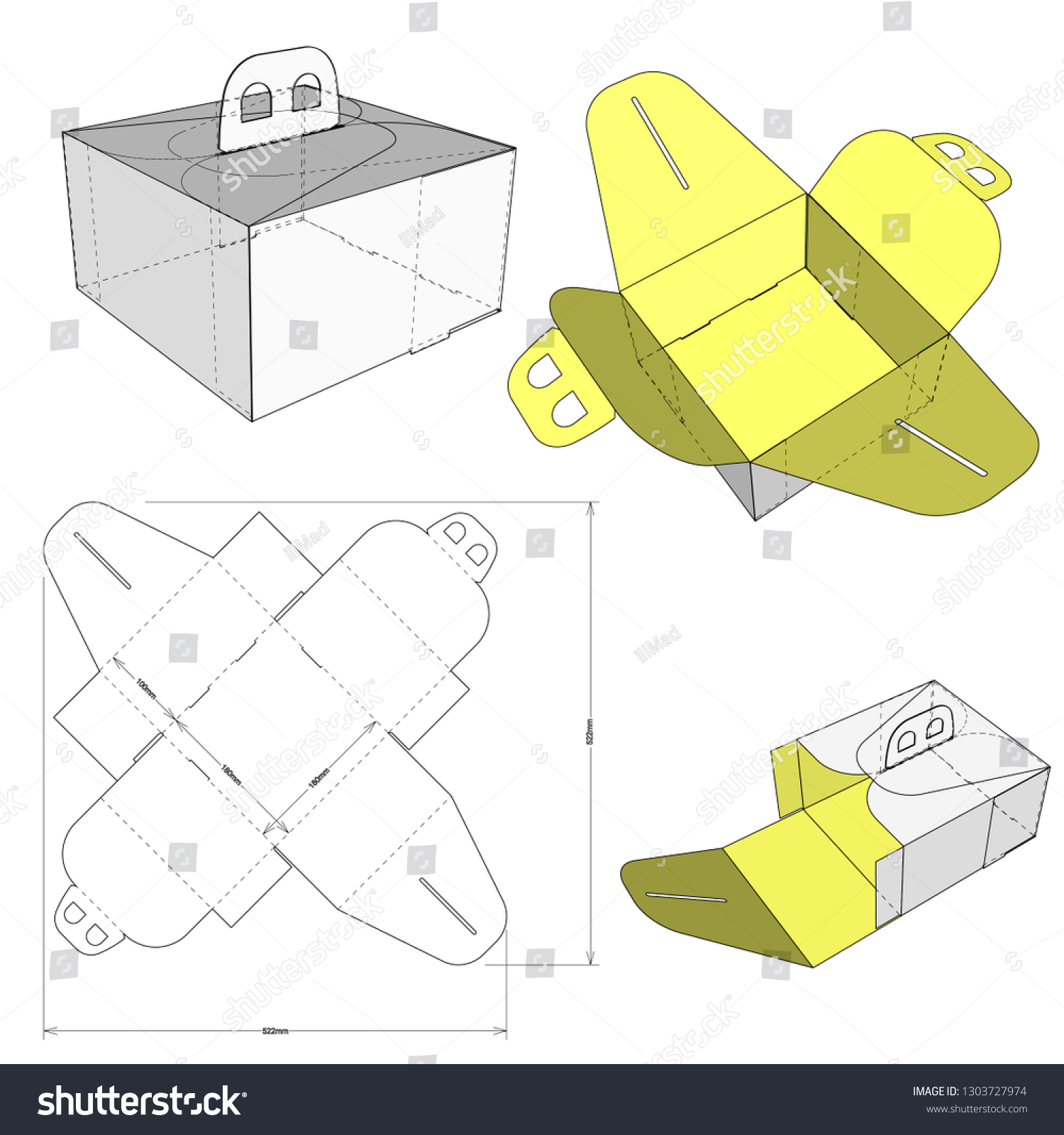 Cake Box Diecut Pattern File Full Stock Vector (Royalty Free ...