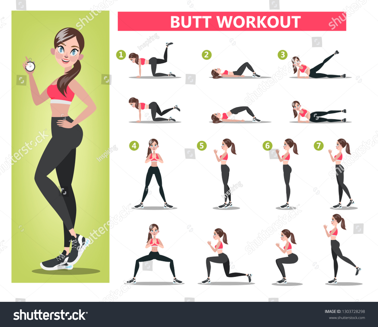 Woman Doing Different Exercise Fit Body Stock Vector (royalty Free 