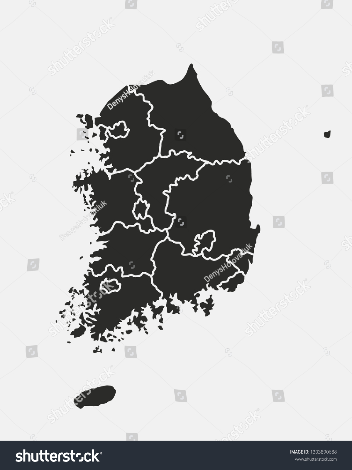 South Korea Map Blank Map South Stock Vector (Royalty Free) 1303890688 ...