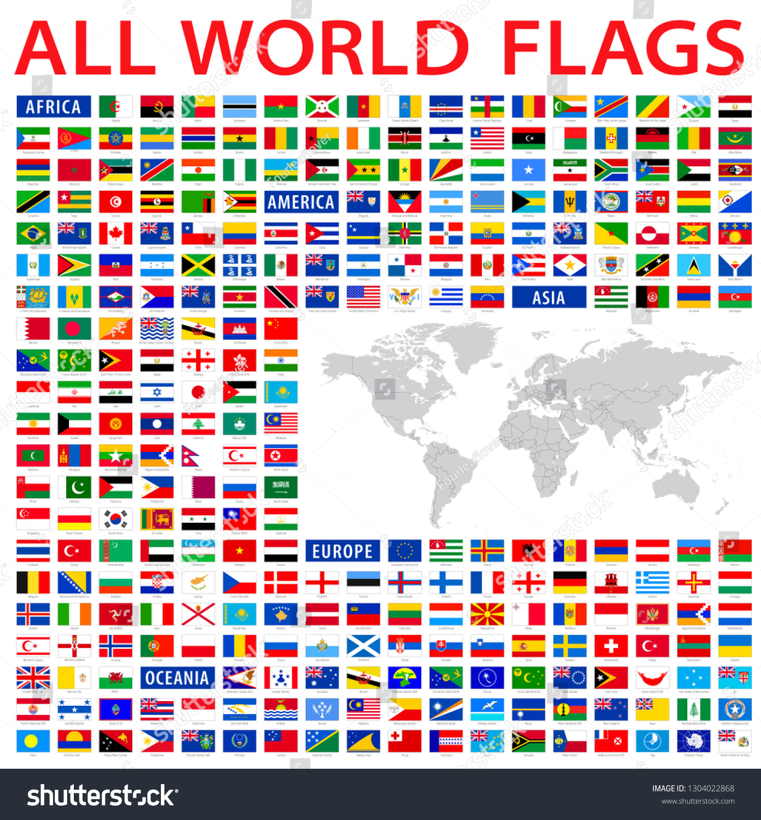 Flags Vector World Stock Vector (royalty Free) 1304022868 