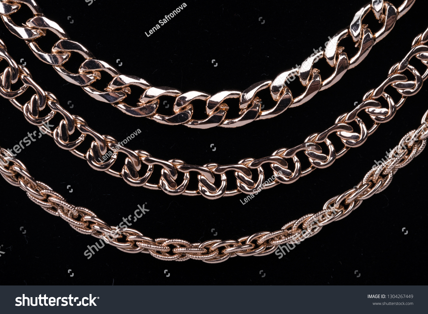 Gold Chain On Black Background Stock Photo 1304267449 | Shutterstock