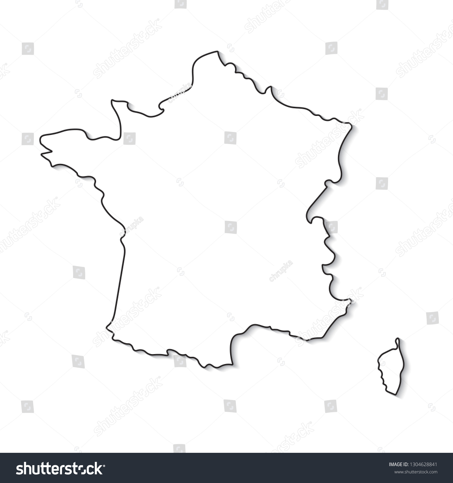 Black White Map France Vector Illustration Stock Vector (Royalty Free ...