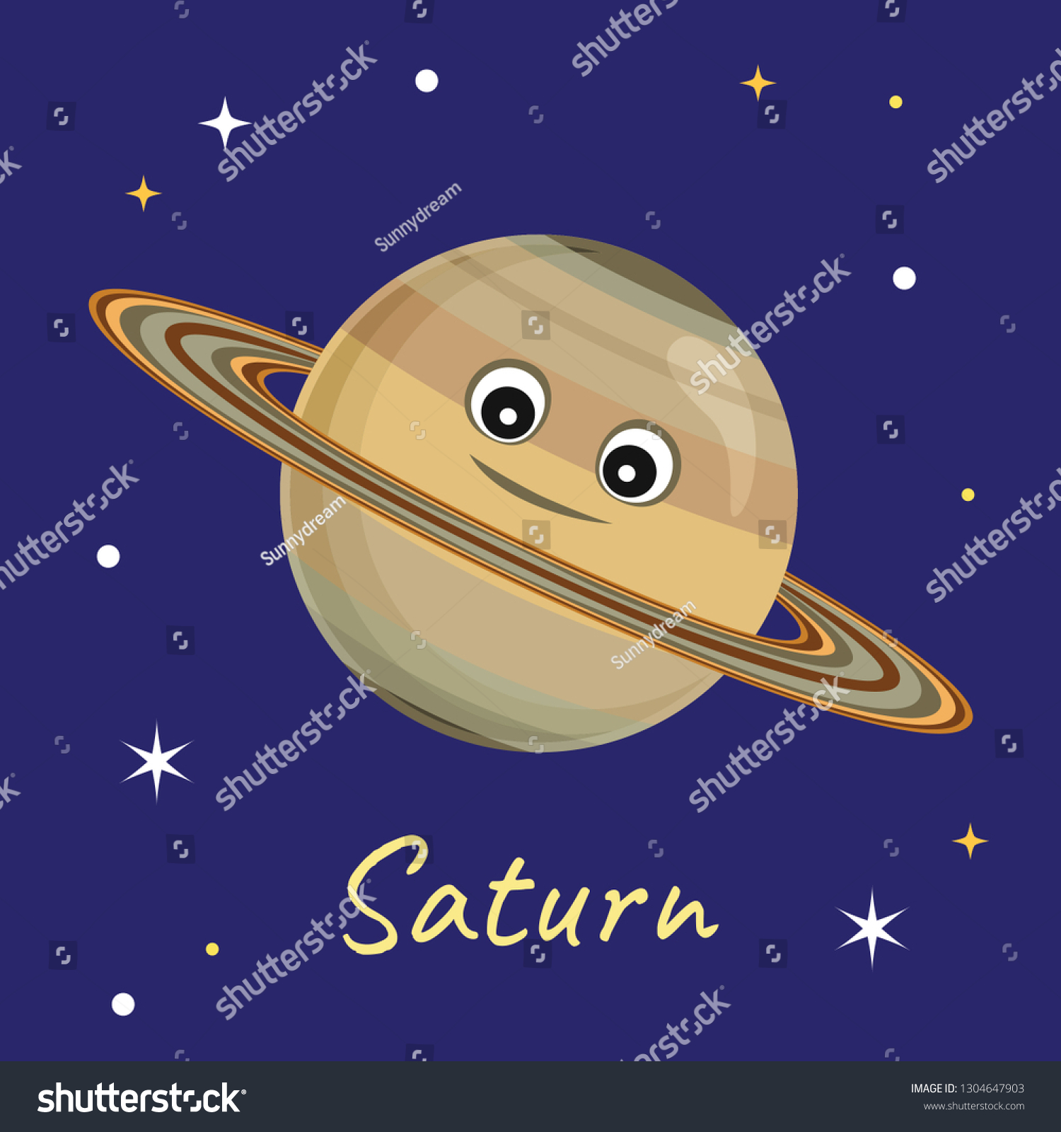 Planet Saturn Background Space Stars Cute Stock Vector (Royalty Free ...