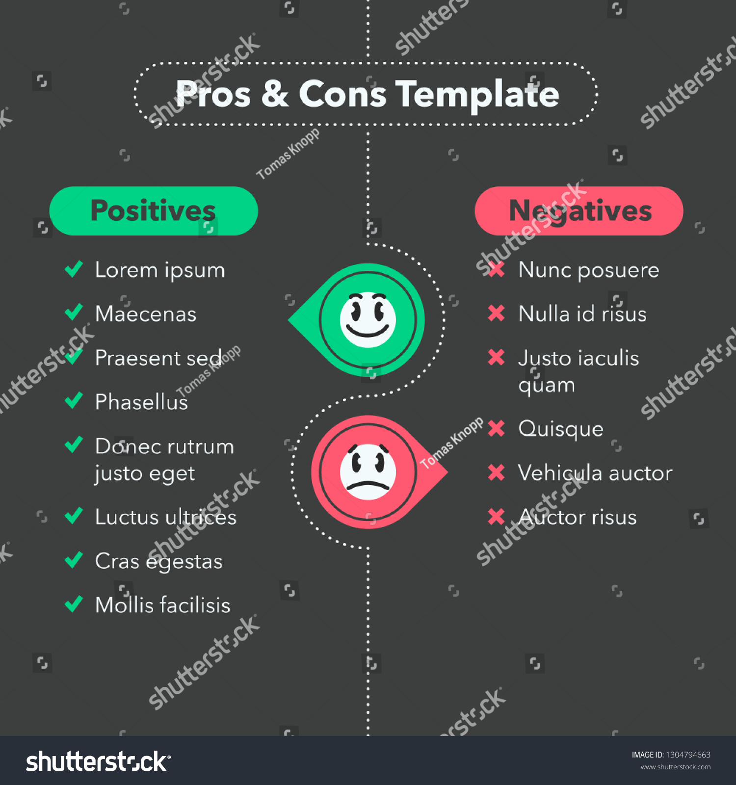 Simple Infographic Pros Cons Funny Emoji Stock Vector (Royalty Free ...