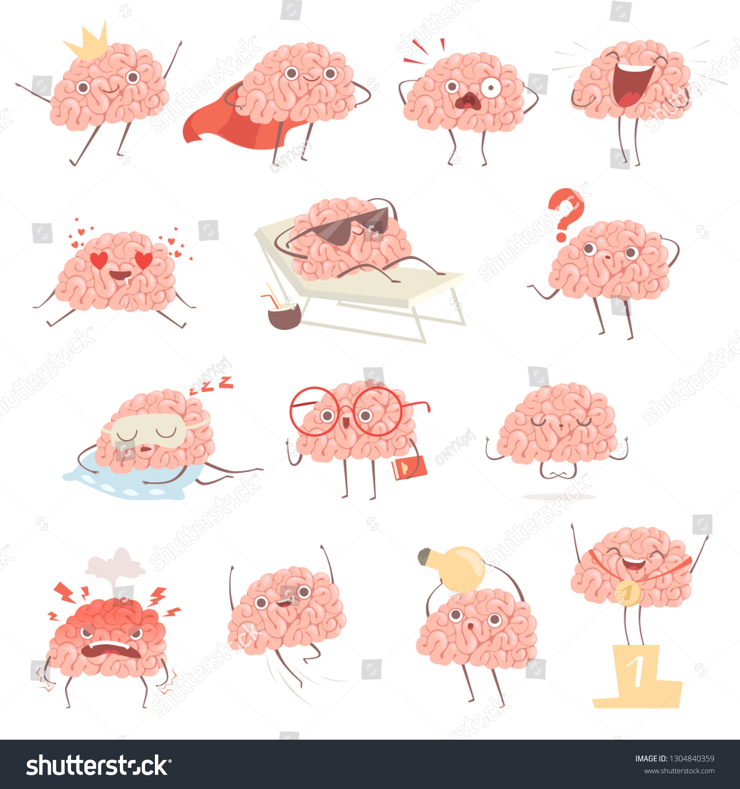 Brain Cartoon Happy Cartoon Mascot Action Stock Vector Royalty Free Shutterstock