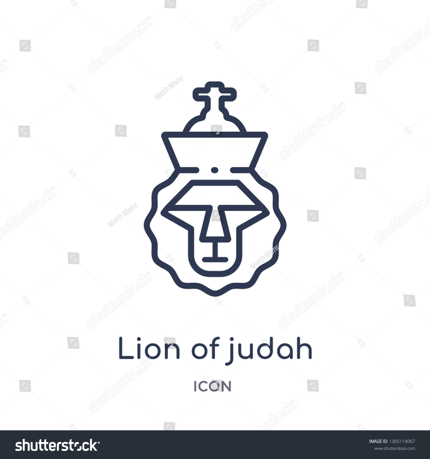 Lion Judah Icon Religion Outline Collection Stock Vector (Royalty Free ...